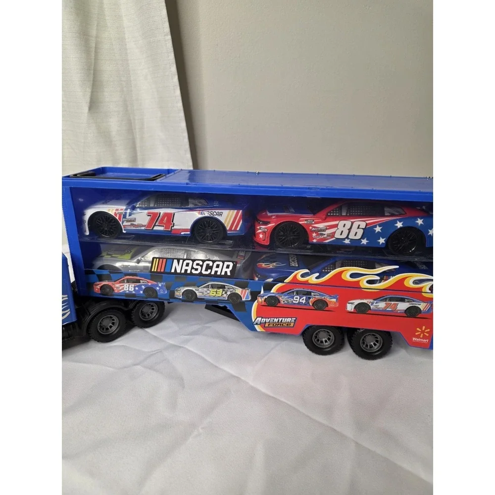 NASCAR Race Car Carrier‎ Hauler Semi Truck 24'' w/ 4 Race Cars